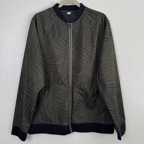 Old Navy Other - Old Navy black olive palm leaf water resistant tech bomber jacket XL
